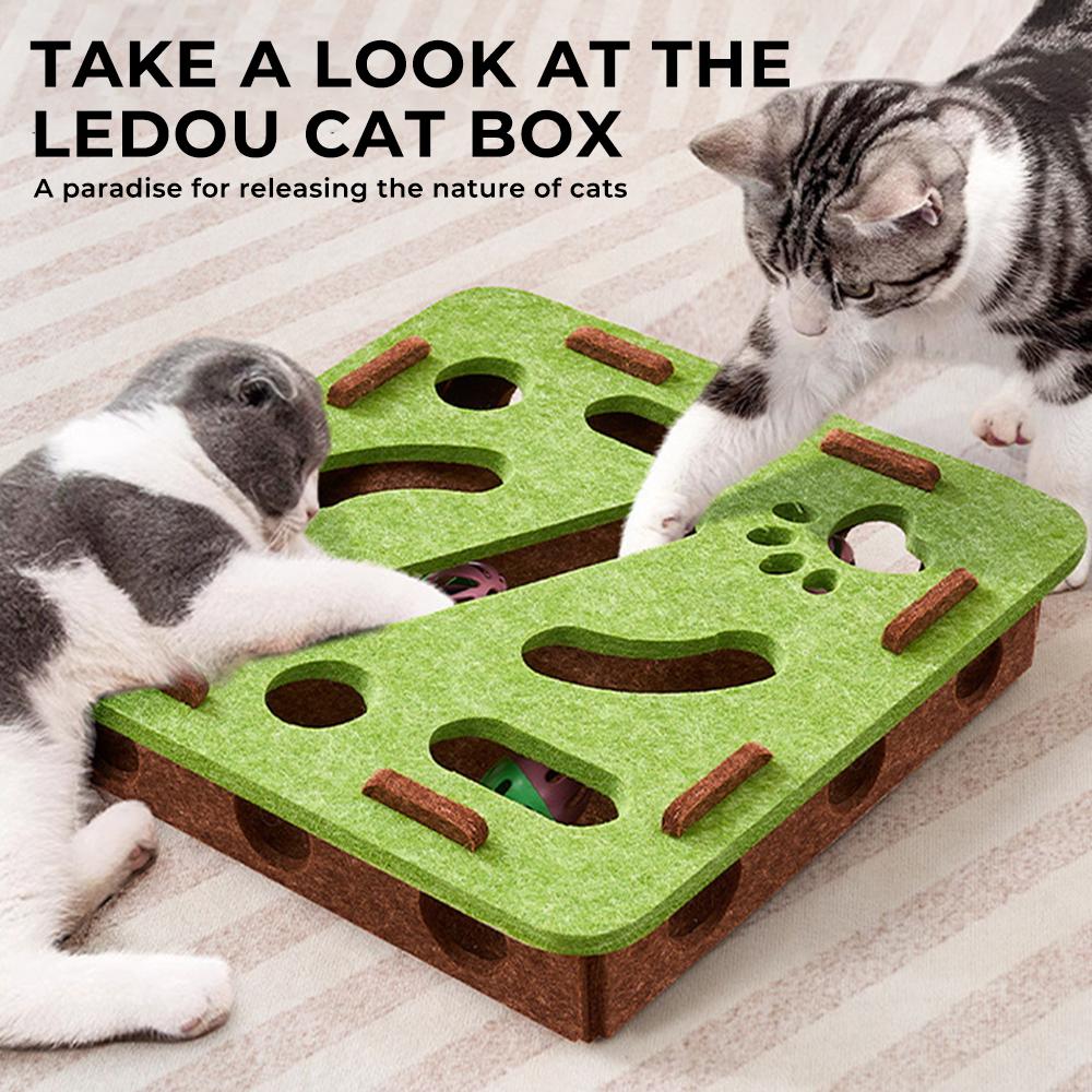 Cat Puzzle Toy Felt Puzzle Box Cat Exercise Toy with Ball Indoor Sports Entertainment Hunting Cat Toys for Indoor Cats