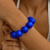 Pulseira Colorida de Contas Grandes Moda Pulseira de Contas Plásticas Elásticas Pulseiras Empilháveis Redondas Feitas à Mão
