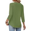 Women 34 Sleeve Crew Neck Button Solid T Shirt Top Comfortable Loose Fit Soft Fabric Casual Style Blouse for Daily Wear