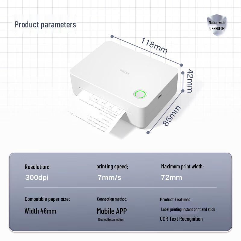 Stampante Termica Portatile Deli X5S Spina CN (adattatore incluso)