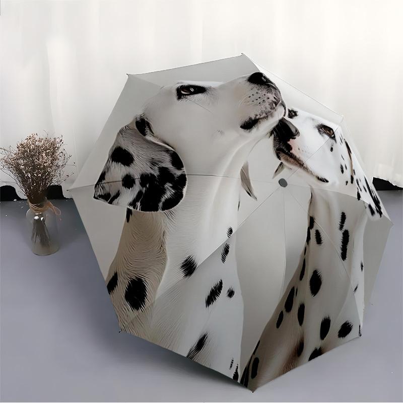 1pc Dalmatian Dogs Automatic Open/Close Umbrella 8-Rib Strong Frame, Portable Travel Umbrella for Women & Men, Birthday Gift Parties 003