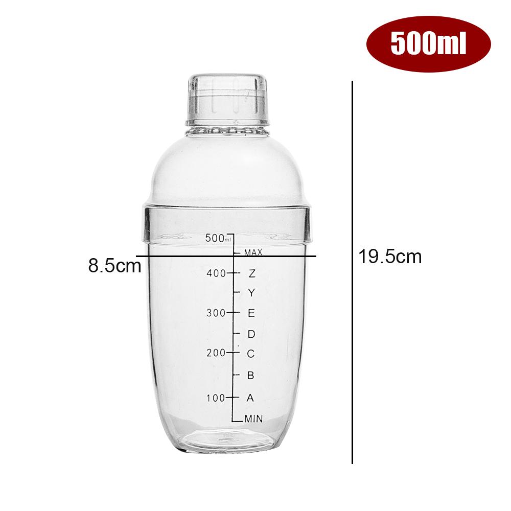 500/700ML Plastic Cocktail Shaker with Scale Transparent Shake Cups Wine Barware Drink Mixer Shakers Bottles Home Bar Utensils