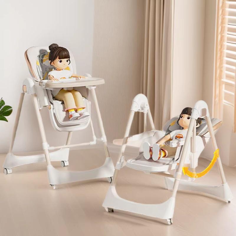 Foldable 2-in-1 Baby High Chair & Rocker for Ages 0-6: Convertible Dining & Reclining Seat