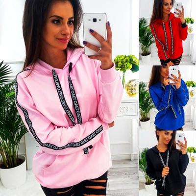 Women Plus Size Long Sleeve Solid Sweatshirt Hooded Pullover Tops Shirt