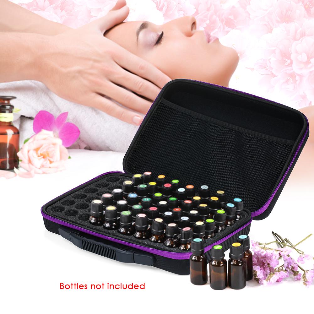 

EVA Подставка на 60 ячеек для эфирных масел Вмещает флаконы 15 мл Ударопрочная оболочка Плотный пенопласт для инструментов для рисования Стразы для нейл-арта 15ml фиолетовый