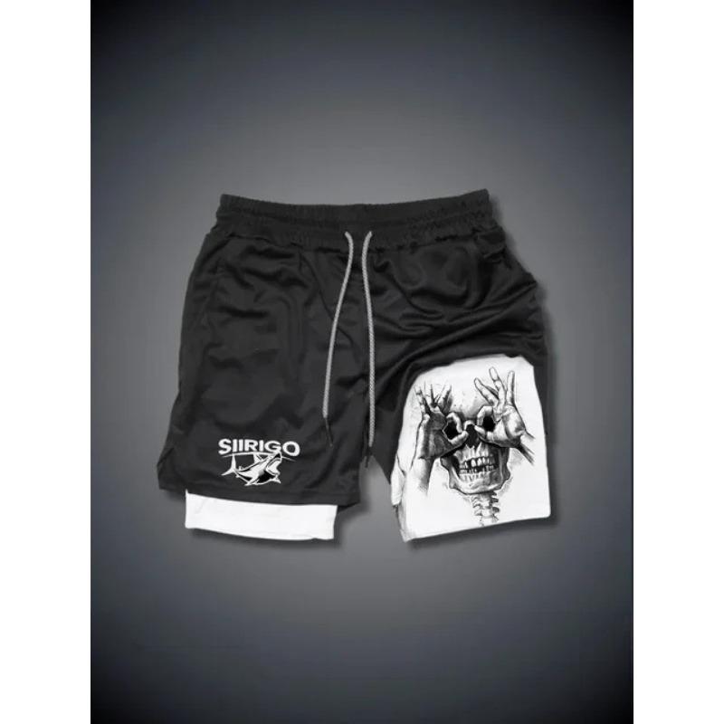 

Новые летние мужские шорты двухслойные 2-в-1 для фитнеса, спорта и повседневные брюки средней длины L