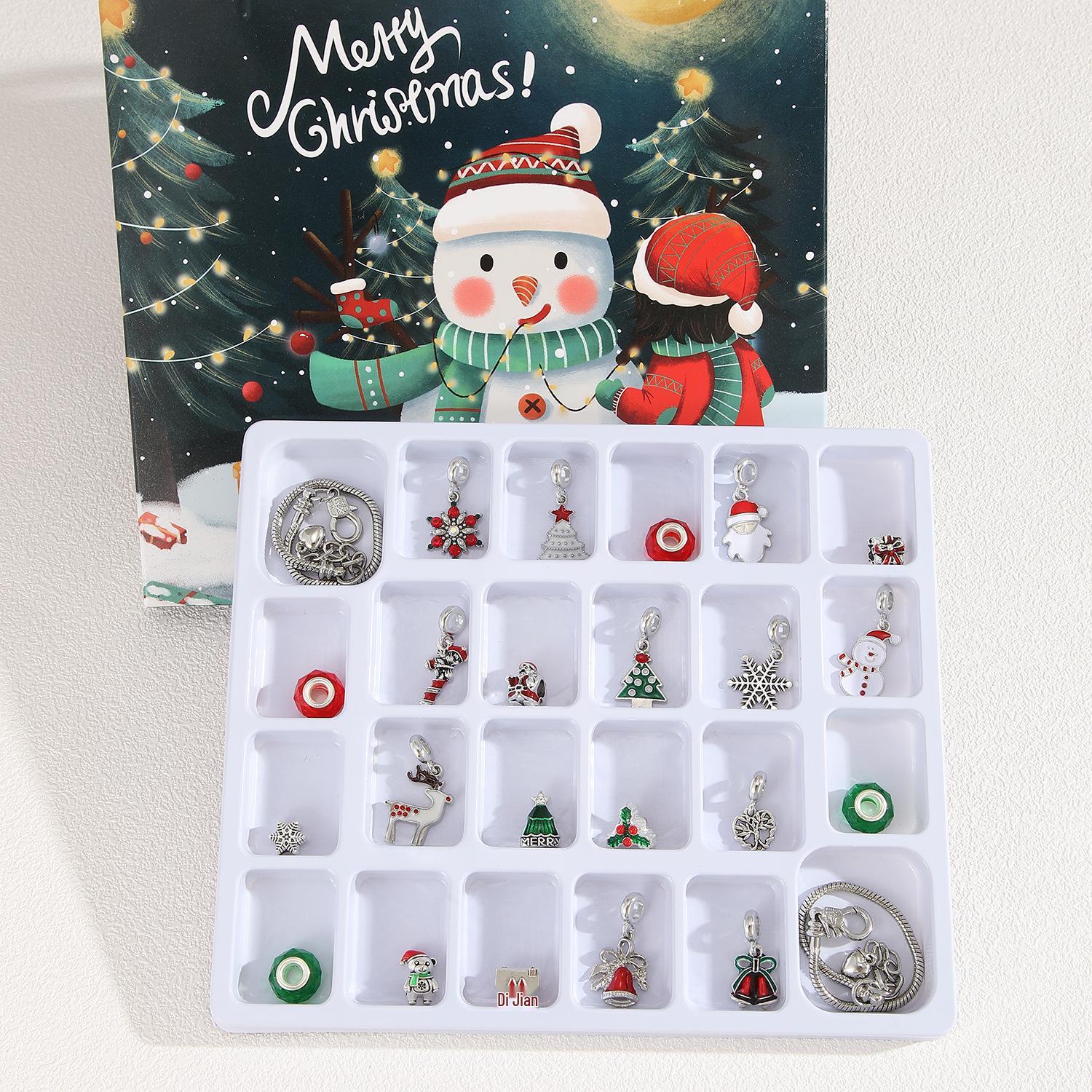 

Срібний Різдвяний Календар Зворотного Відліку: Зроби сам бісерна сумочка та ювелірні вироби подарункова сліпа коробка для жінок Enamel