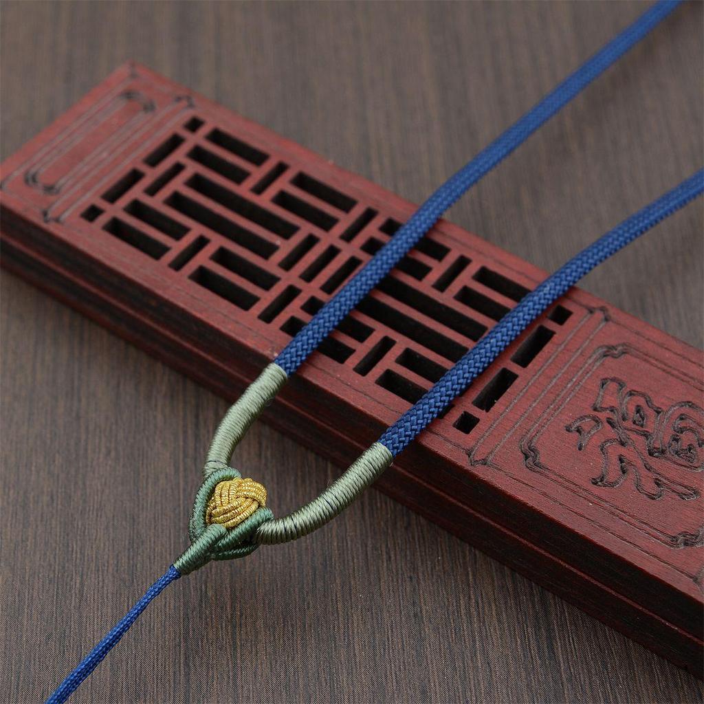 Adjustable Hand-Woven Necklace with Jade Agate Ruyi Pendant & Crystal Cord