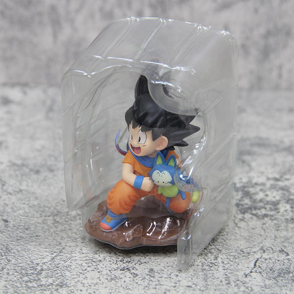 9cm Dragon Ball Kawaii Figur Kindheit Son Goku Hält Puaru Actionfiguren Anime Modell Puppe Sammlung Schreibtisch Dekoration Spielzeug