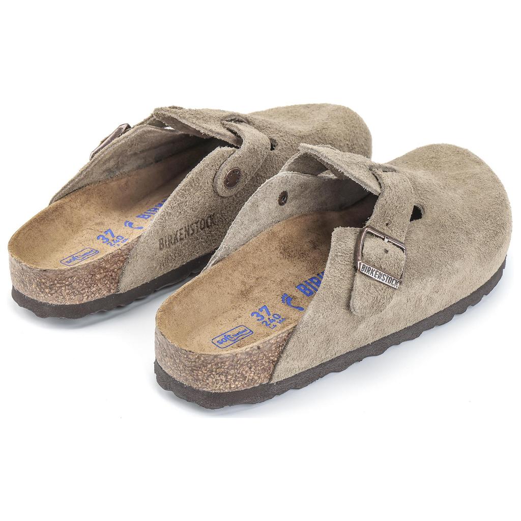 Birkenstock Boston Soft Footbed Suede Narrow Fit Taupe Unisex Sneakers Tan 0560773