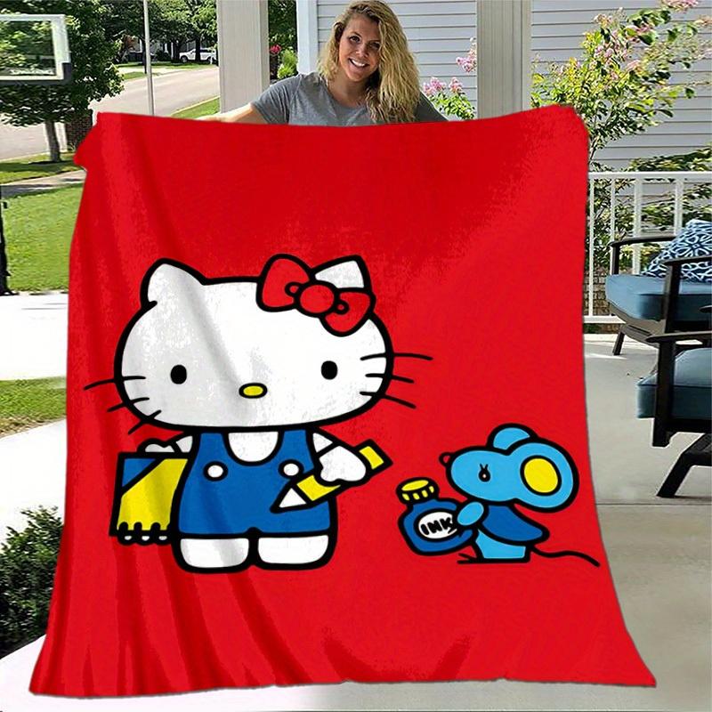 1pc. Hello Kitty & Blue Mouse Design Blanket - Home Office Outdoor Gift Suitable for All Seasonsz041729