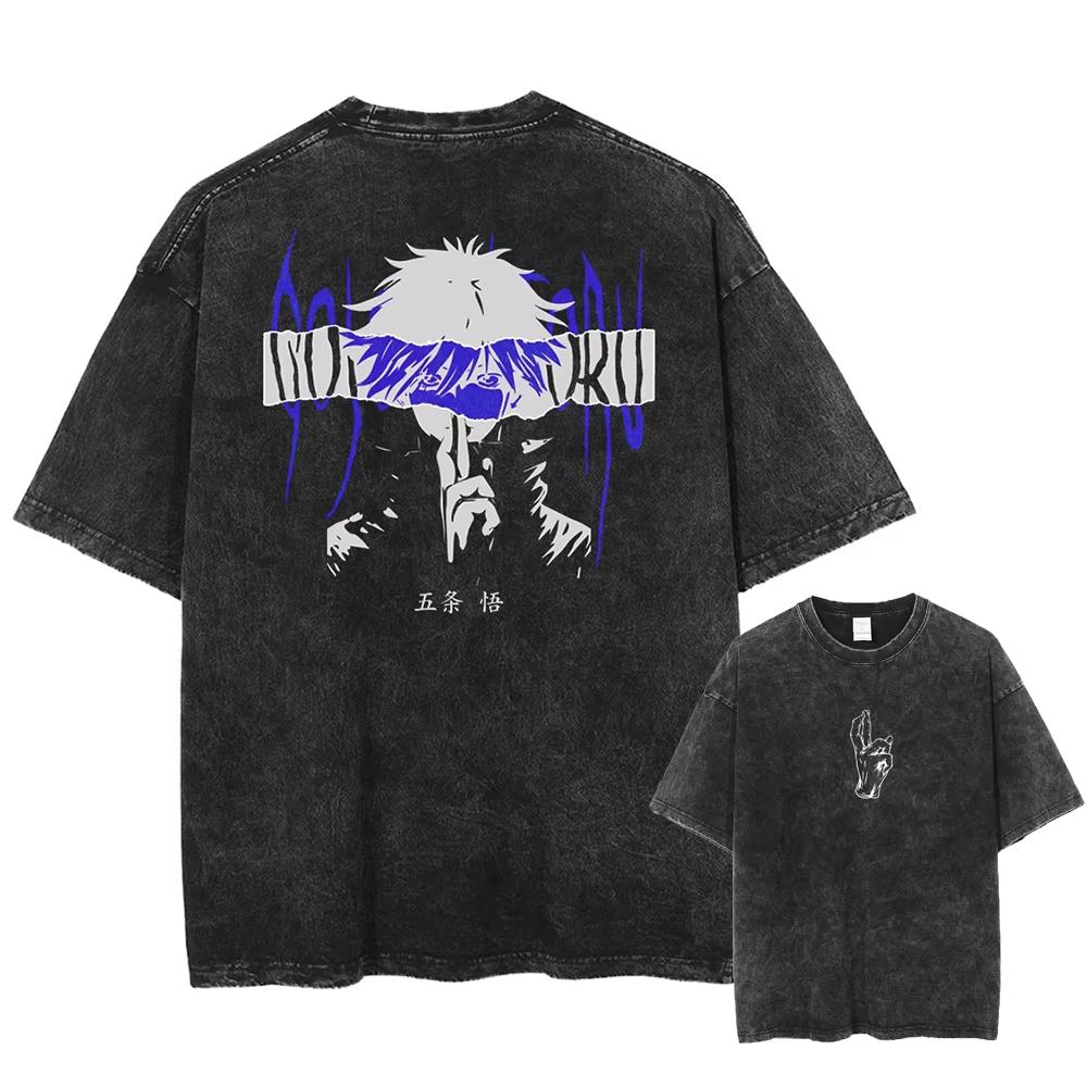 Anime Jujutsu Kaisen Nanami Kento Bedrucktes T-Shirt für Herren und Damen Gewaschenes T-Shirt Hohe Qualität Vintage Baumwoll-T-Shirt