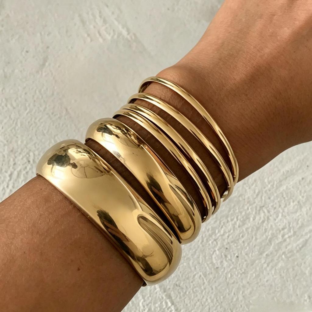 Bohemian Ethnic Gold & Silver Bangle Set - Ancient Western Style Jewelry