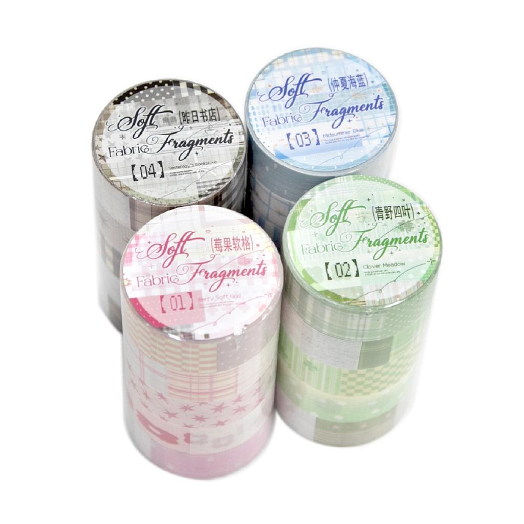 JIAMEI 5rolls Fabric Fragments Series Ins Simple Basic Decoration Washi Tape Set DIY Handmade Collage Aesthetic Scrapbook Tape