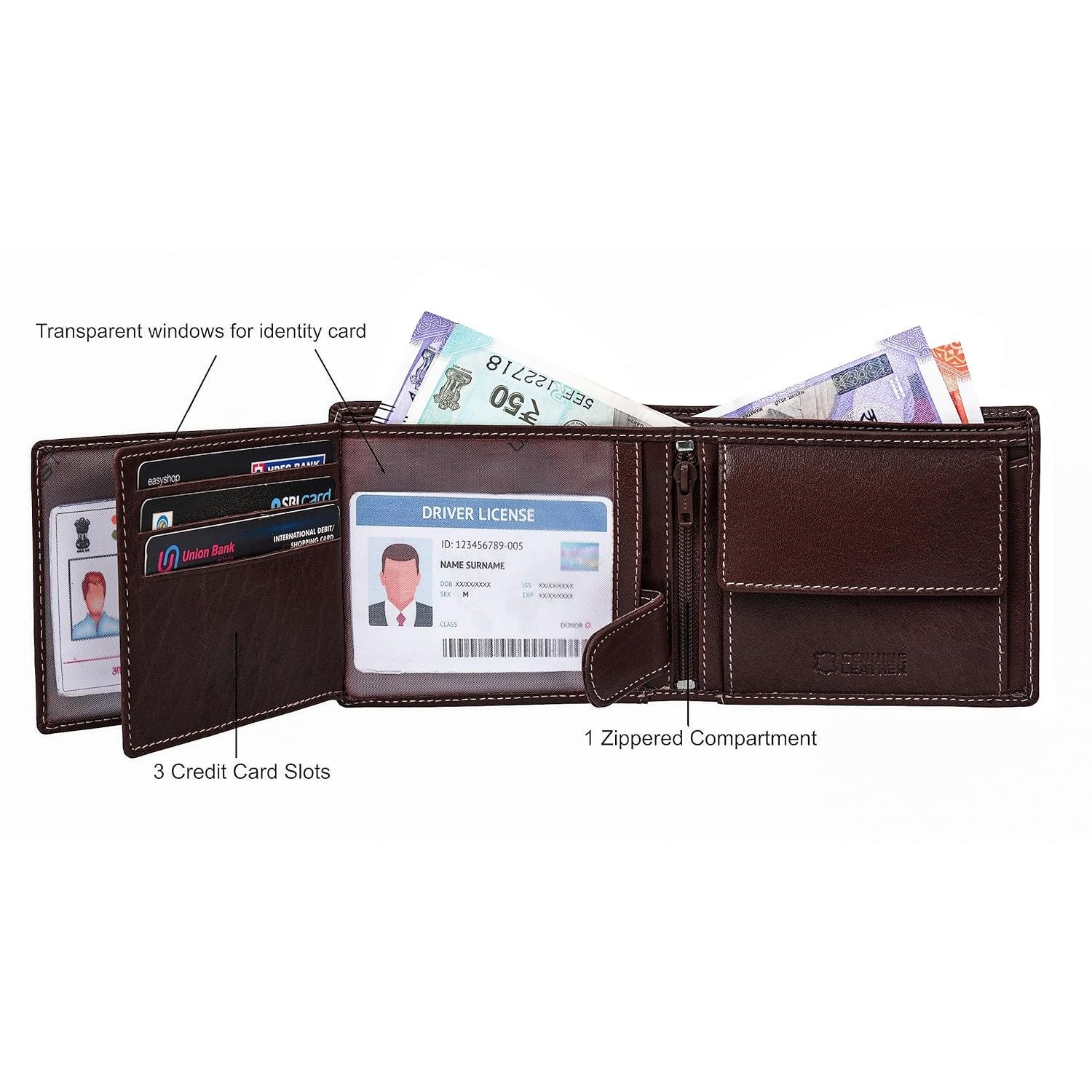 Мужской анилиновый кожаный кошелек Oliver коричневого цвета — фото 4