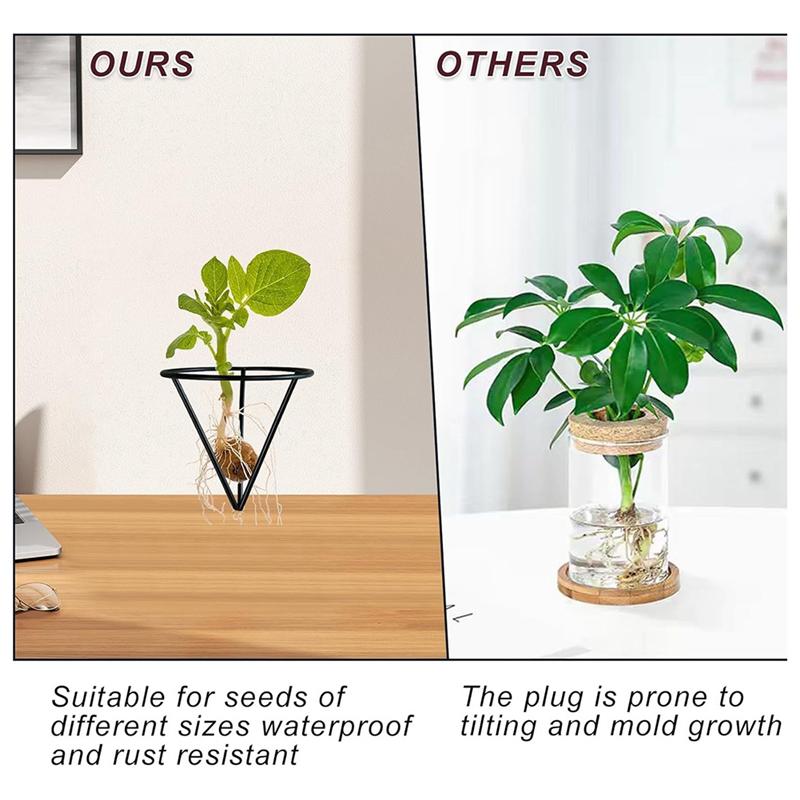 A96I-4 Pieces Avocado Seed Growing Metal Stand For 3.15 Inch Wide Cup Root Seed Growing Stand Triangle Metal Stand For Seeds