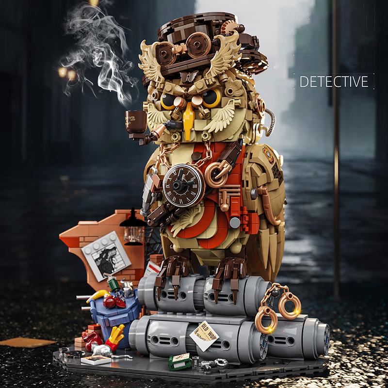 1200+ Teile Eulen-Detektiv Magisches Tier MOC Bausteine Set Pädagogisches DIY Spielzeug für Kinder Erwachsene Geschenke Kreative Steine Spielzeugmodell