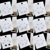 Elegant Micro Paved Zircon Stud Earrings Women 3 Pairs Geometric Minimalist Fashion Jewelry With Posts