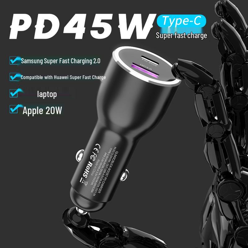 Crucial PD45W Car Charger for Samsung, Huawei, Apple Laptops - PPS Super Fast Charging, Certified.