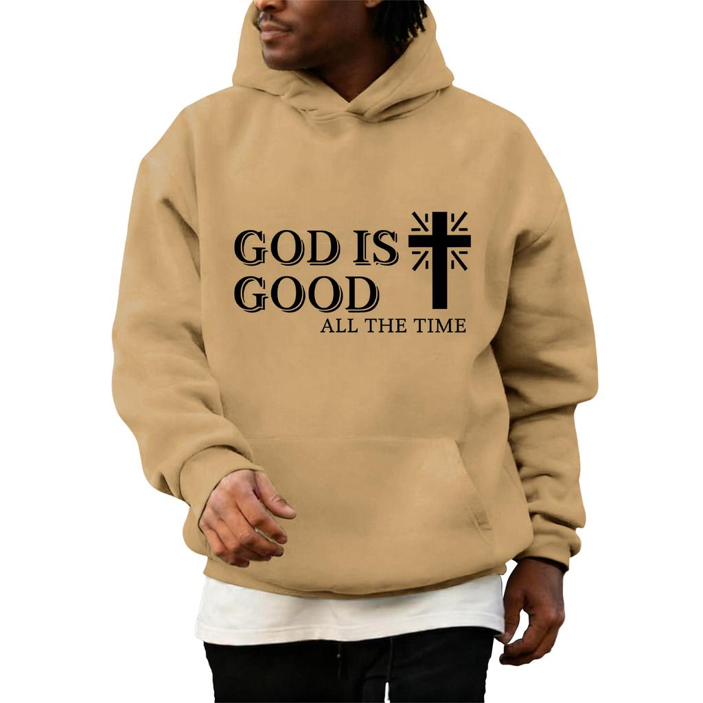 Sweatshirts For Men Christ Cross Pullover Hoodie Inspirational Graphic Long Sleeve Sweatshirt