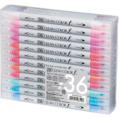Kuretake Vodové fixky ZIG Clean Color F TCS-6000T/36V Sada 36 farieb