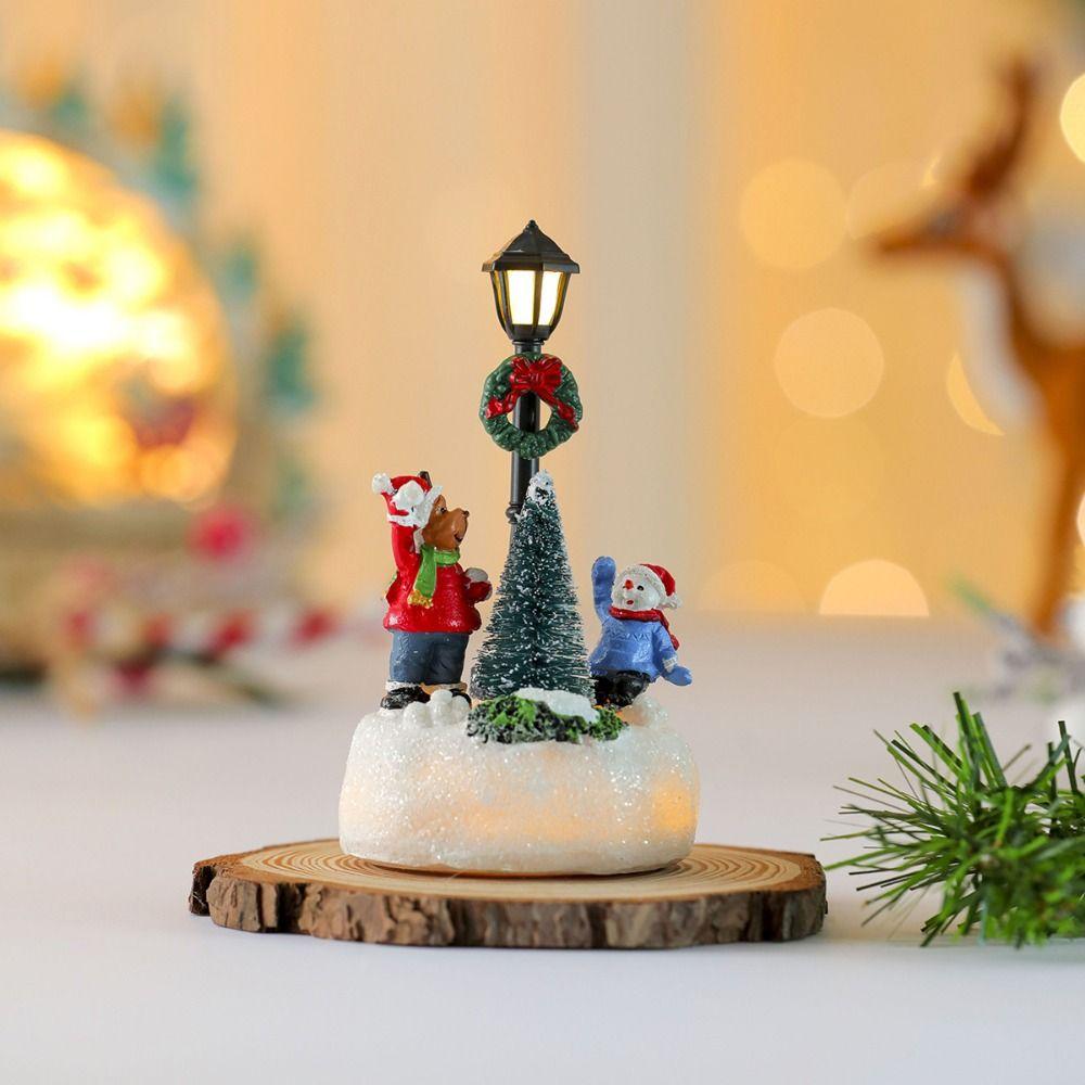 Santa Claus Design Luminous Christmas Statue Snow View Christmas Decor  Party Favors