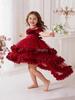 Mädchen mehrlagiges Blumenkuchenkleid - Geburtstag Prinzessin Netzrock mit Feen-Spitze
