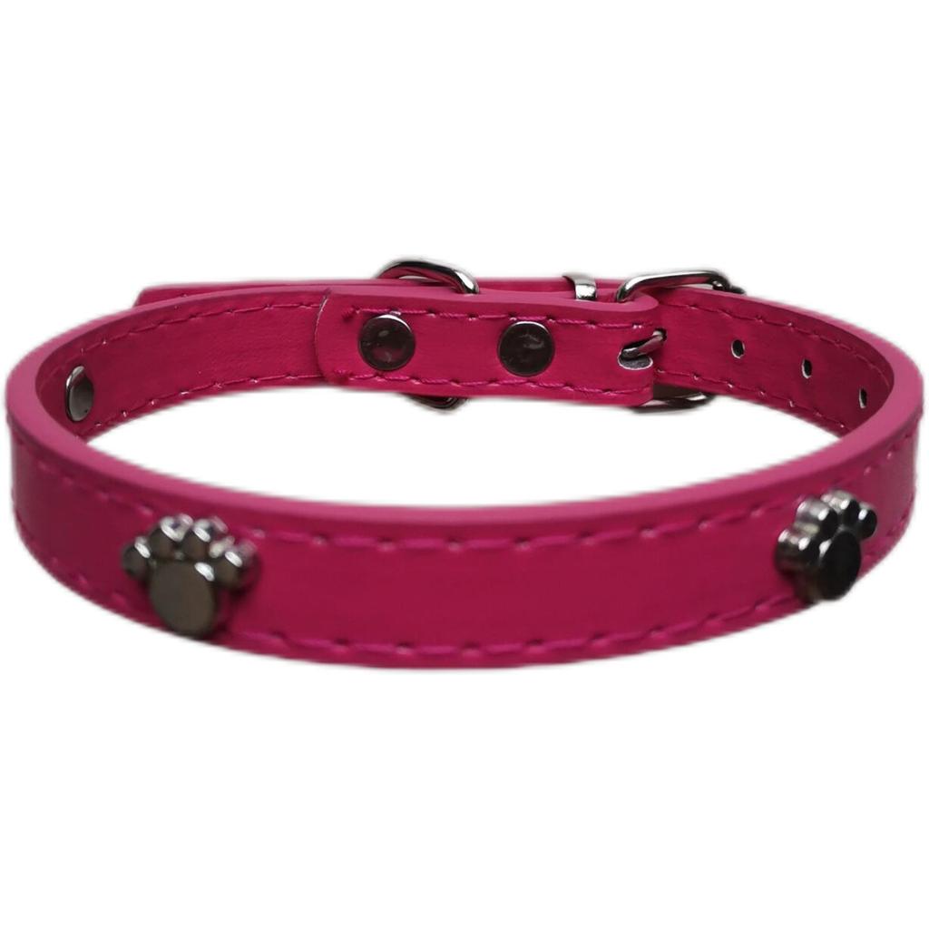 Pet Paw Print PU Leather Collar with Metal Decor for Small and Medium Dogs and Cats
