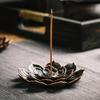 Lotus-Shaped Alloy Incense Holder Porous Line Fragrance Burner for Home Decor