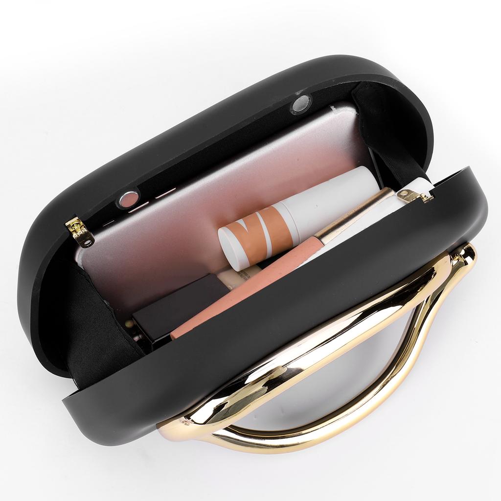 Women Retro Gold Metal Box Clutch Bag Vintage Evening Bags Luxury Designer Fashion Wedding Party Elegant Handbag with Chain