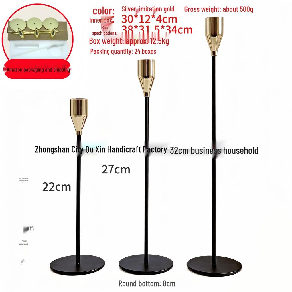 European Wrought Iron Candle Holder Set - Retro Three-Piece Wedding and Home Decor