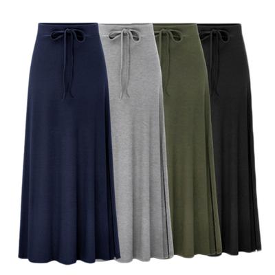 Maxi φούστα Ελαστική ψηλόμεση ρυθμιζόμενο κορδόνι μακριά φούστα μονόχρωμη πλαϊνή σχισμένη φούστα Α-γραμμή ελαστική φούστα