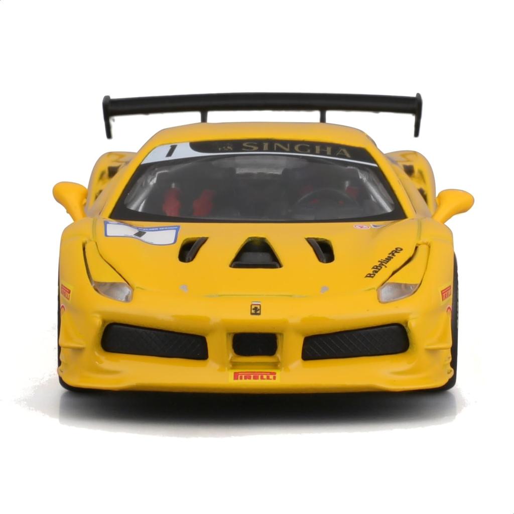 Bburago 1/43 Scale Ferrari 488 Challenge 2017 #1 Yellow / Race Sports Car Diecast Model Car Finished Product 18-36306