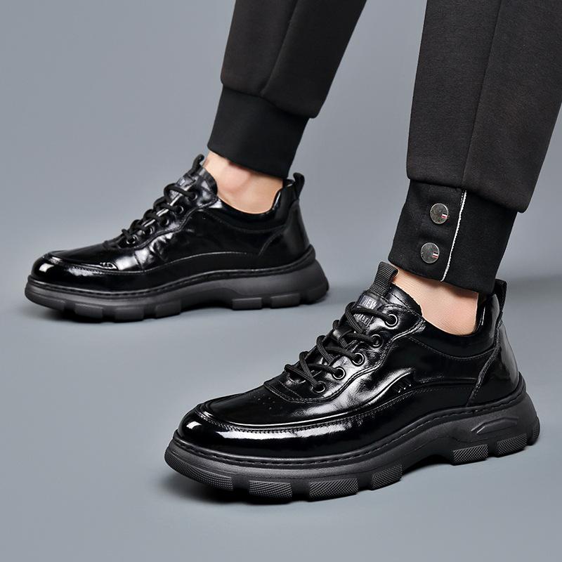 Chaussures à Plateforme en Cuir Véritable pour Homme Mode Baskets Décontractées Homme Printemps Automne Nouveau Designer Semelle Souple Chaussure de Sport d'Extérieur Homme