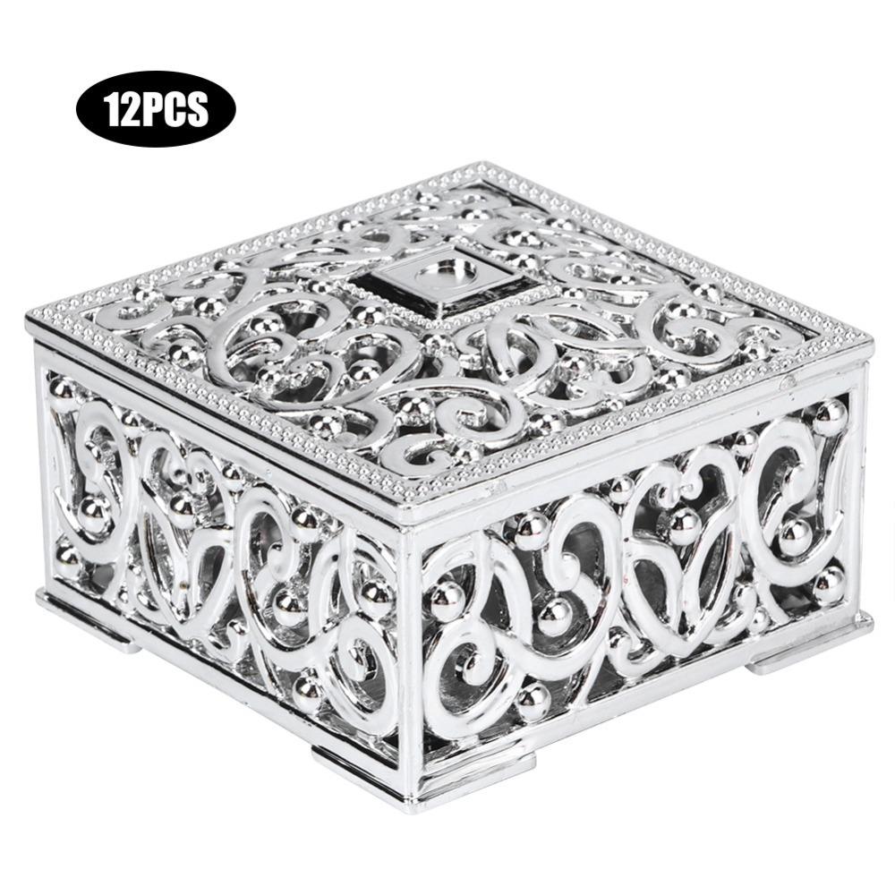 

Baking Decoration European Candy Box Square Plastic Wedding Candy Box Hollow Premium Sugar Box Birthday Party 5x5x5cm серебряный