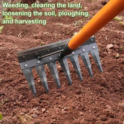 Gardening Weeder Puller Rake Heavy Duty Steel Outdoor Garden Lawn Farm Soil Loosening Weed Remover Weeding Uprooting Hand Tools