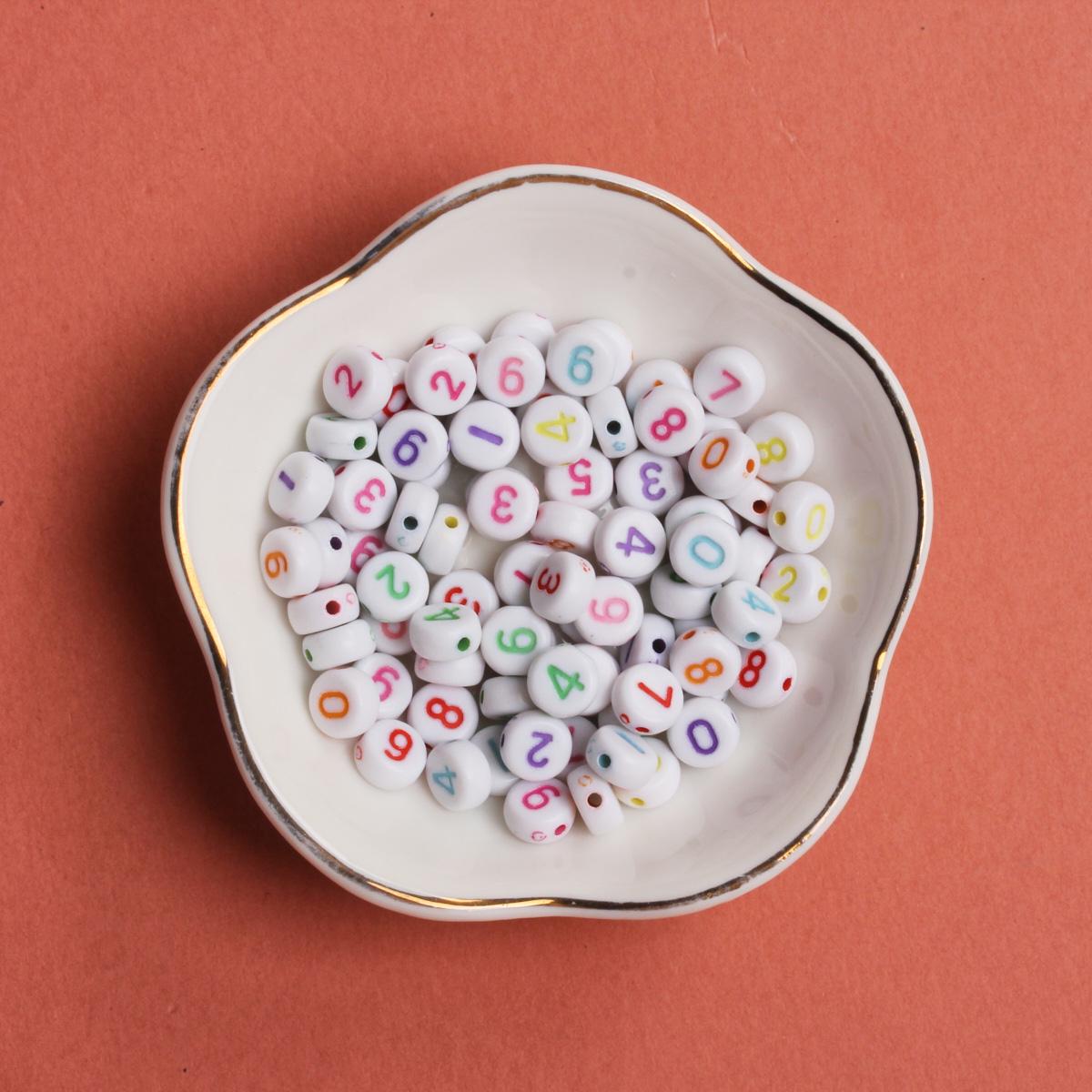 

New Beaded Material Digital Beads Round Fashion Making Accessories Acrylic Necklace Bracelet 50pcs DIY Mobile Phone Chain 6.5mm Style 1