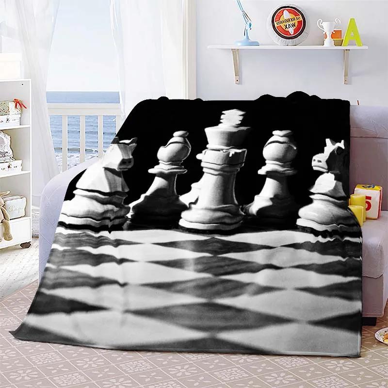 Chess Printed Soft Flannel Throw Blanket International Chess Beds Hiking Picnic Sofa Couch Cover Fashion Bedspread Blanket Gifts