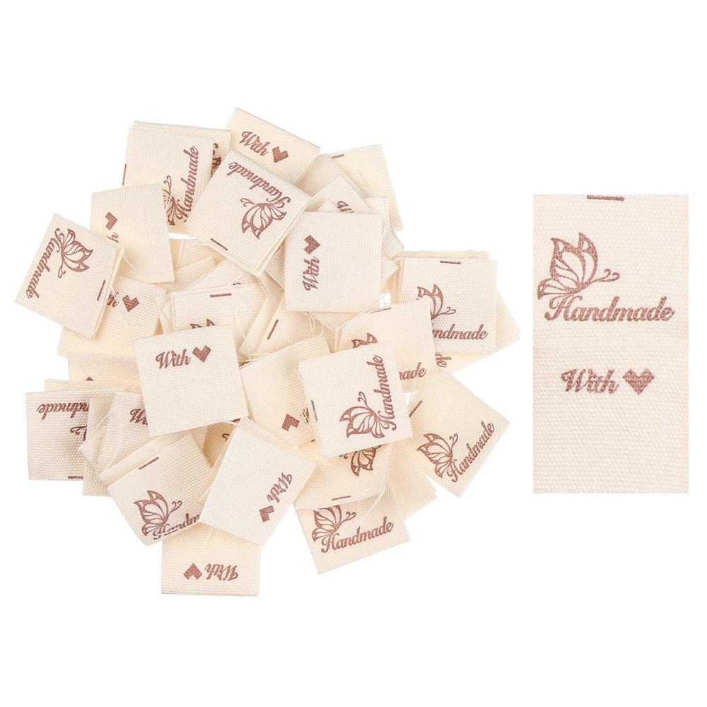 

50PCS DIY Cartoon Cat Knitting Wool Ball Handmade With Love Clothing Tags Sewing Accessories Cloth Garment Labels