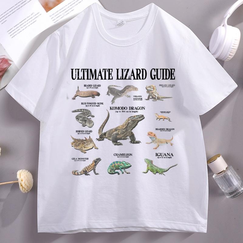 Lizard Guide T Shirt Funny Educational Lizard Graphic Tee Cotton Short Sleeve Round Neck Printed Tshirt High Quality Tops