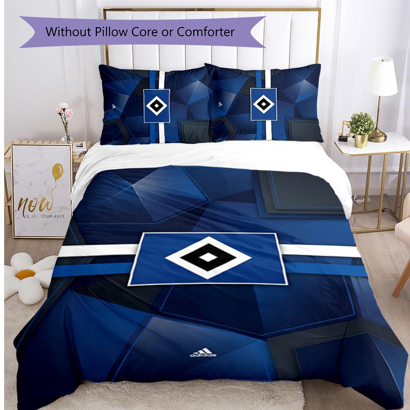 Set Lenzuola Stampato Calcio Hamburger SV 3 Pezzi, Comodo Set Copripiumino per Camera da Letto Amico della Pelle