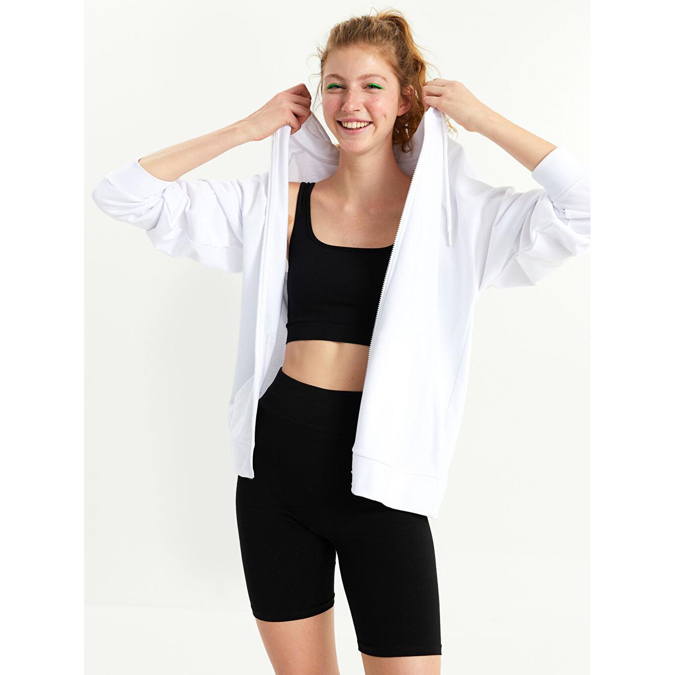 

XSIDE Hoodie Solid Long Sleeve Women s Sports Cardigan White