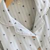 2026 Spring and Autumn Women's Pajama Set 100% Cotton Gauze Vertical Strip Love Long Sleeve Two piece Home Clothing Set