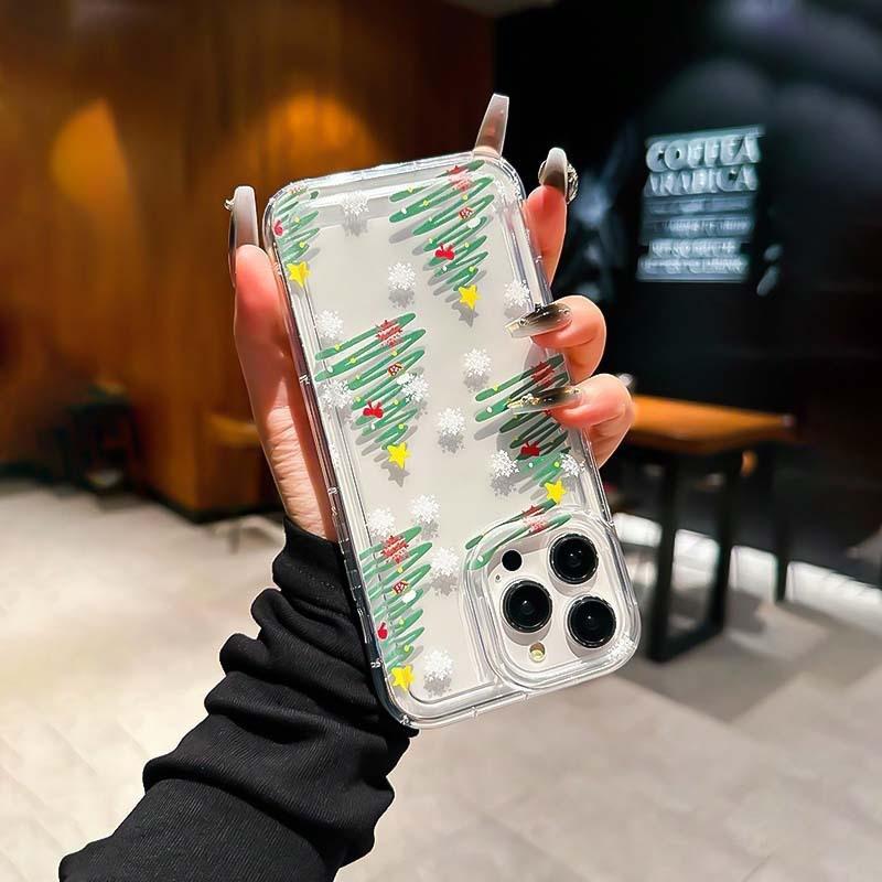 Fun Christmas tree iPhone11/12 mobile phone case 15Promax Apple 13/14 anti-drop soft case xr/xs/78