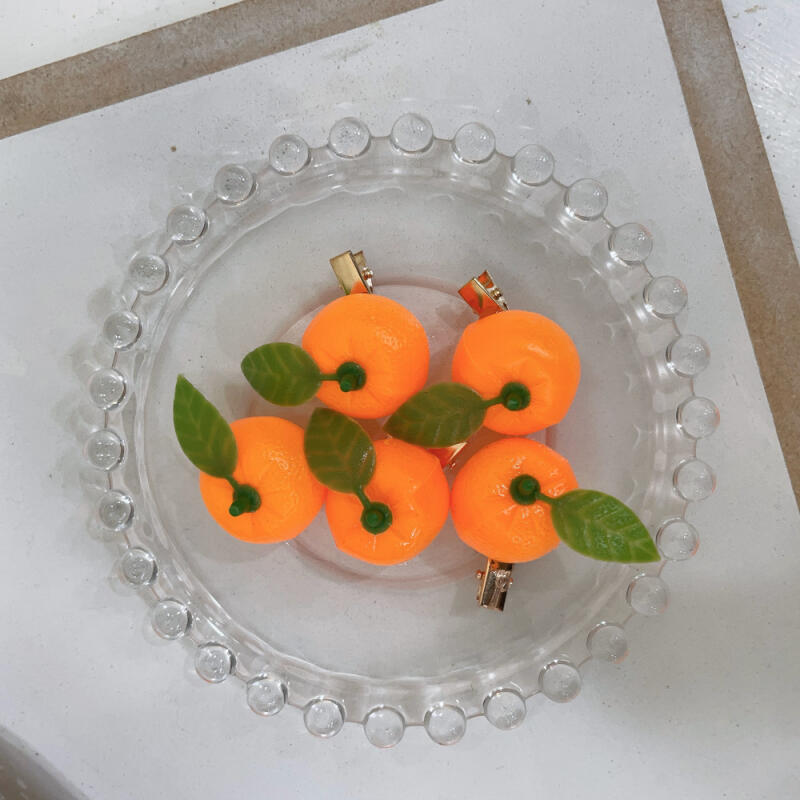 Tangerine hair clip, fruit vegetable hair pin, Jeju Island travel accessory