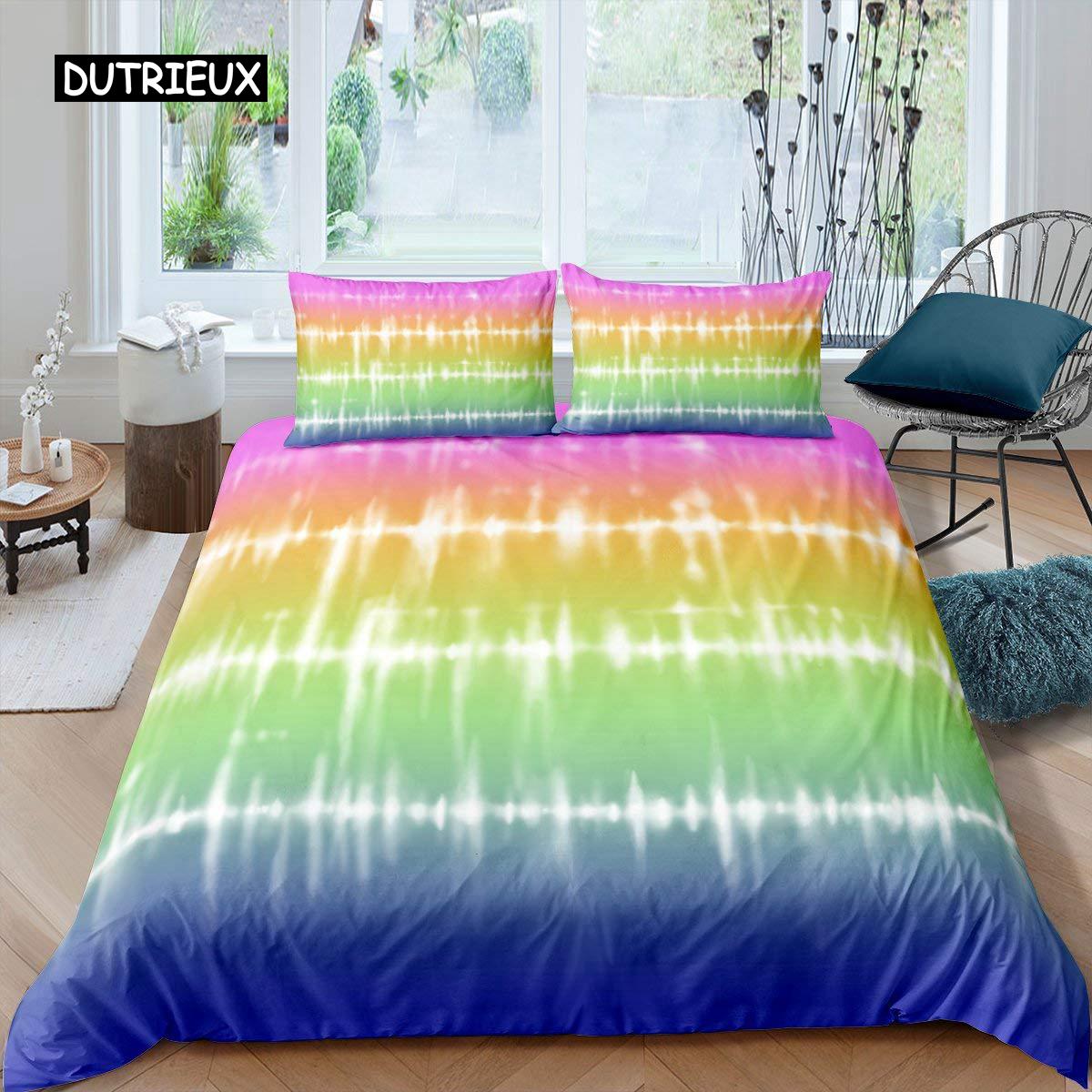 

Комплект постельного белья Abstract Rainbow Colorful Queen King Single Duvet Cover Dream Polyester Sofar Covers Pillowcase Soft Bedwear EU single(135x200cm)