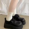 Muffin platform small leather shoes women's 2025 autumn and winter new white British style round head lace-up versatile Japanese single shoes