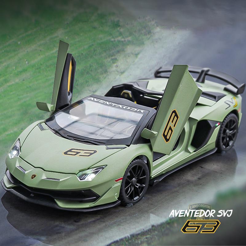 1/24 Lamborghini Aventador SVJ63 Alloy Car Diecasts & Toy Vehicles Car Model Sound and Light Pull Back Car Toys for Kids Gifts