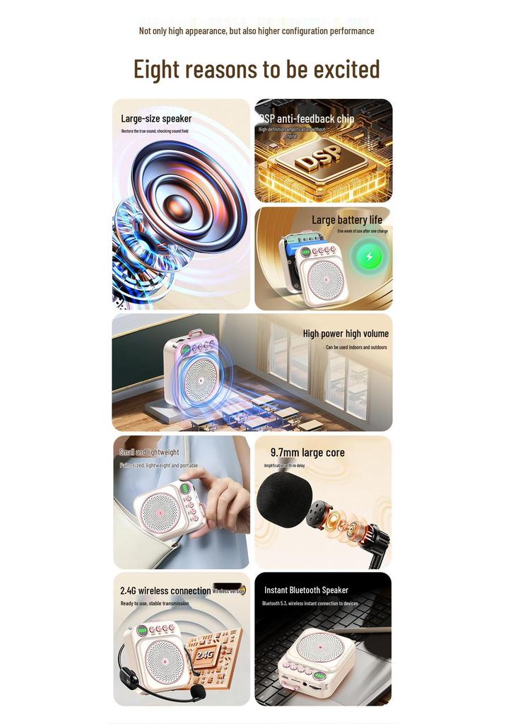 Bee-shaped Wireless Microphone & Bluetooth Megaphone with Extended Battery for Teachers