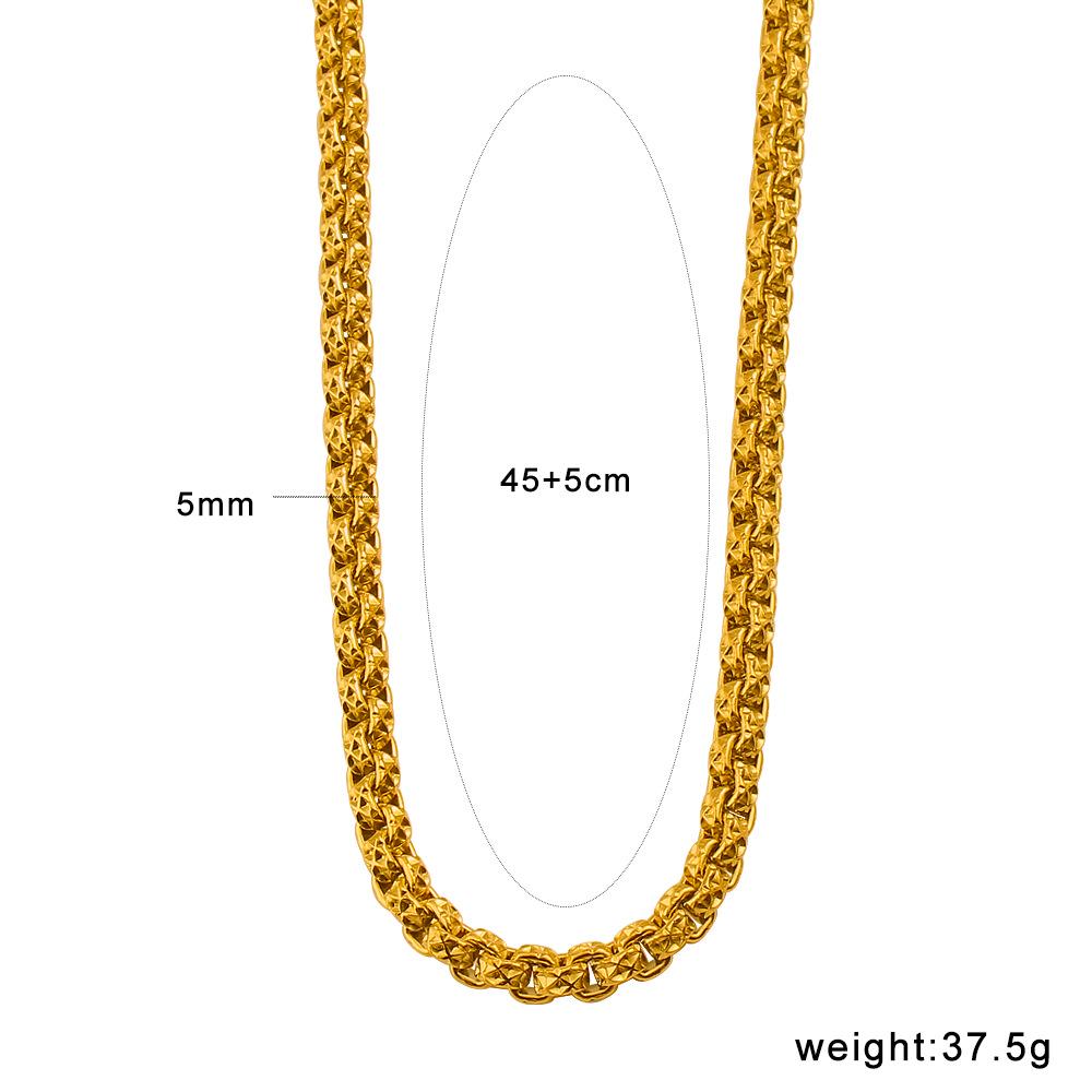 MeiShiDuo Retro European & American 18K Gold Titanium Steel Necklace - Fashionable, Simple, & Stylish 18K